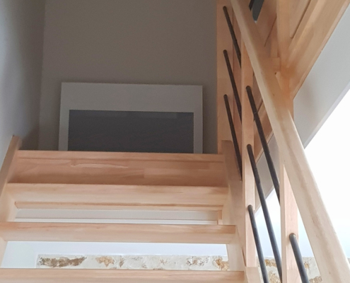 pose escalier et garde corps - Menuiserie Manu Barraud - Saint Martin des Fontaines